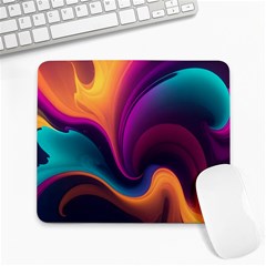 Abstract Colorful Waves Painting Large Mousepad