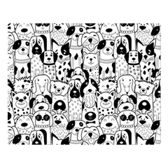Seamless-pattern-with-black-white-doodle-dogs Two Sides Premium Plush Fleece Blanket (large)