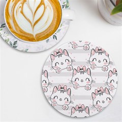 Cat-with-bow-pattern Uv Print Round Tile Coaster