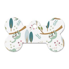 Pattern-sloth-woodland Dog Tag Bone (one Side)