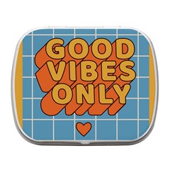 Groovy Hippie Funny Cartoon Flower, Rainbow, Peace, Love, Heart Small Metal Box (white)