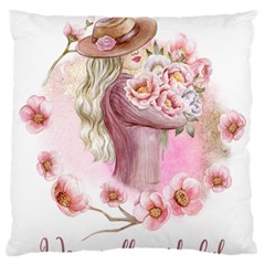 Women With Flower Large Cushion Case (one Side)