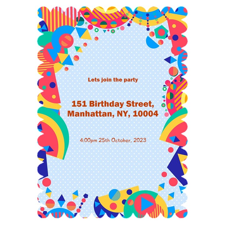 birthday Invitation Card 5  x 7  (Scallop)