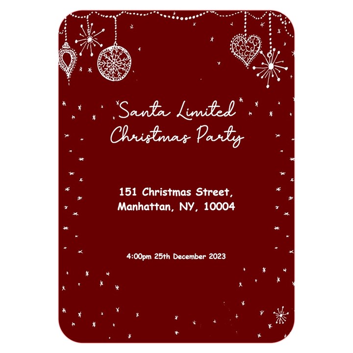Xmas Invitation Card 5  x 7  (Rounded)