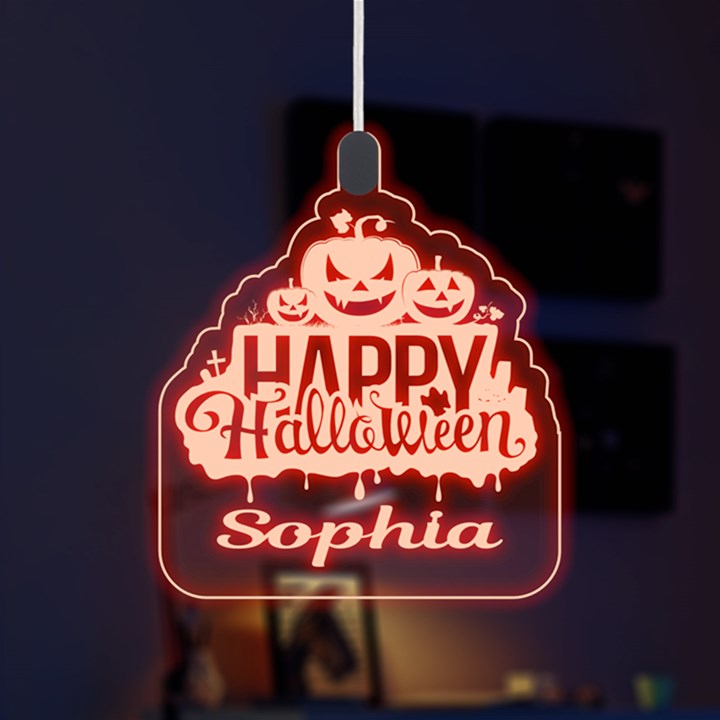 Personalized Happy Halloween Name LED Acrylic Ornament