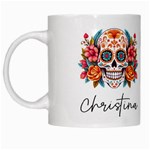 Personalized Halloween Bones Skull Finados Name White Mug Left