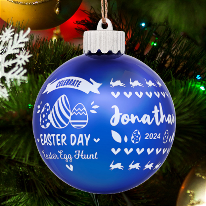 Personalized Easter Day Rabbit Egg Name LED Glass Sphere Ornament