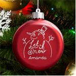 Snowman Let It Snow LED Glass Round Ornament Front