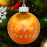 Personalized Merry Christmas illustration Name LED Glass Sphere Ornament Front