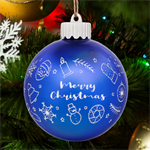 Personalized Merry Christmas Cute Graphic Name LED Glass Sphere Ornament Front