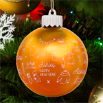 Personalized Merry Christmas illustration Name LED Glass Sphere Ornament Back