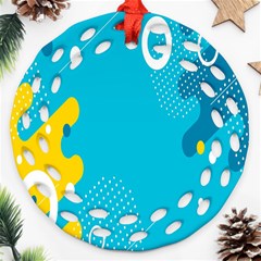Blue Yellow Abstraction, Creative Backgroun Round Filigree Ornament (two Sides)