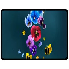 Falling Flowers, Art, Coffee Cup, Colorful, Creative, Cup Fleece Blanket (large)