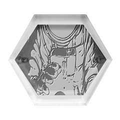 Fingerprint Astro, Amoled, Astronaut, Black, Dark, Oled Hexagon Wood Jewelry Box