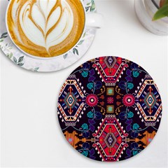 Pattern Ornament Motif Colorful Texture Uv Print Round Tile Coaster