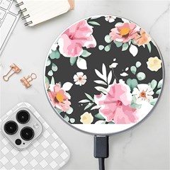 Botanical T- Shirt Botanical Graceful Pattern T- Shirt Wireless Fast Charger(white)