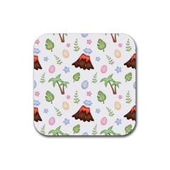 Cute-palm-volcano-seamless-pattern Rubber Coaster (square)