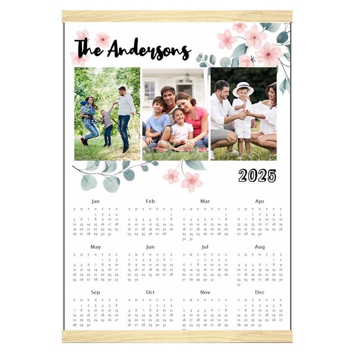 Personalized Family Calendar Canvas Yearly Calendar 16  x 22 