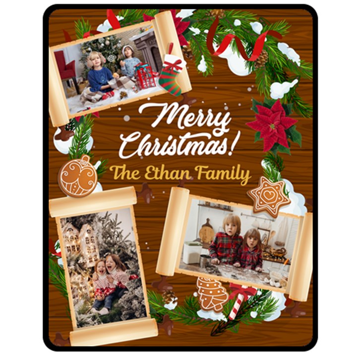 Christmas Family Photo Medium Blanket Fleece Blanket (Medium)