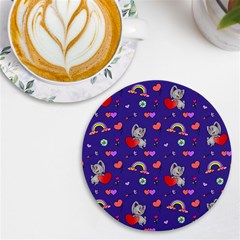 Rabbit Hearts Texture Seamless Pattern Uv Print Round Tile Coaster