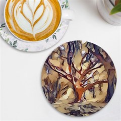 Tree Forest Woods Nature Landscape Uv Print Round Tile Coaster