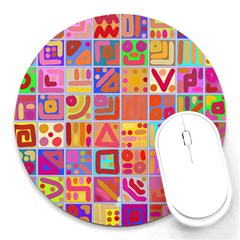 Colourful Abstract Shapes Round Mousepad