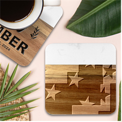 Purple Stars Pattern Shape Marble Wood Coaster (square)