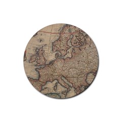 Old Vintage Classic Map Of Europe Rubber Coaster (round)