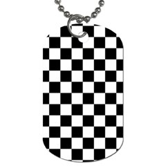 Black White Checker Pattern Checkerboard Dog Tag (one Side)