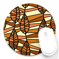 Autumn Leaf Mosaic Seamless Round Mousepad