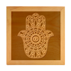 Hamsa Hand Drawn Symbol With Flower Decorative Pattern Wood Photo Frame Cube