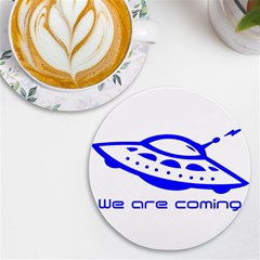 Unidentified Flying Object Ufo Alien We Are Coming Uv Print Round Tile Coaster