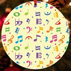 Seamless Pattern Musical Note Doodle Symbol Uv Print Acrylic Ornament Round