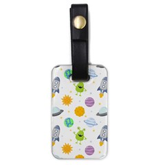Seamless Pattern Cartoon Space Planets Isolated White Background Luggage Tag (one Side)