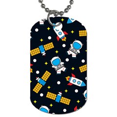 Seamless Adventure Space Vector Pattern Background Dog Tag (one Side)