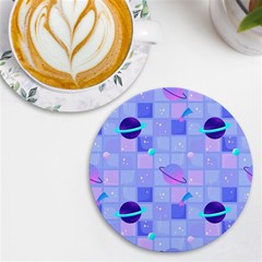 Seamless Pattern Pastel Galaxy Future Uv Print Round Tile Coaster
