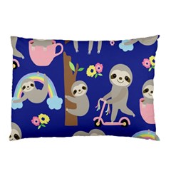 Hand Drawn Cute Sloth Pattern Background Pillow Case