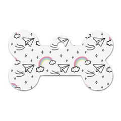 Abstract Classic Blue Background Dog Tag Bone (one Side)