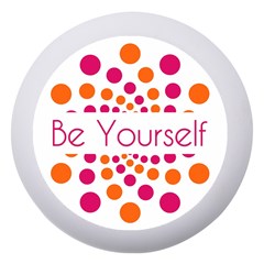 Be Yourself Pink Orange Dots Circular Dento Box With Mirror