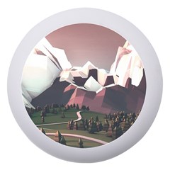 White And Brown Mountain Illustration Digital Art Dento Box With Mirror