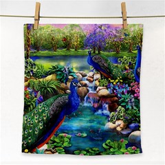 Peacocks In Garden Face Towel