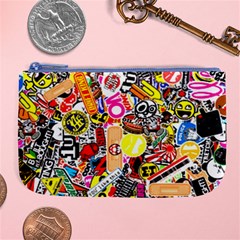 Sticker Bomb, Art, Cartoon, Dope Large Coin Purse