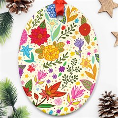 Colorful Flowers Pattern, Abstract Patterns, Floral Patterns Ornament (oval)