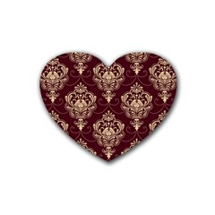 Vintage Floral Pattern, Purple Vintage Rubber Coaster (heart)