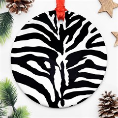Zebra-black White Round Ornament (two Sides)