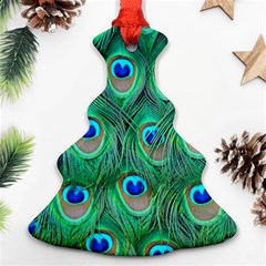 Peacock Feathers, Bonito, Bird, Blue, Colorful, Feathers Christmas Tree Ornament (two Sides)