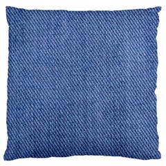 Blue Denim Texture Macro, Blue Denim Background, Jeans Background, Jeans Textures, Fabric Background Large Premium Plush Fleece Cushion Case (two Sides)