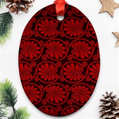Red Floral Pattern Floral Greek Ornaments Ornament (oval)