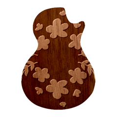 Doodle Flower Leaves Plant Design Guitar Shape Wood Guitar Pick Holder Case And Picks Set