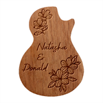 Personalized Couple Flower Guitar Picks Set Guitar Shape Wood Guitar Pick Holder Case And Picks Set Front